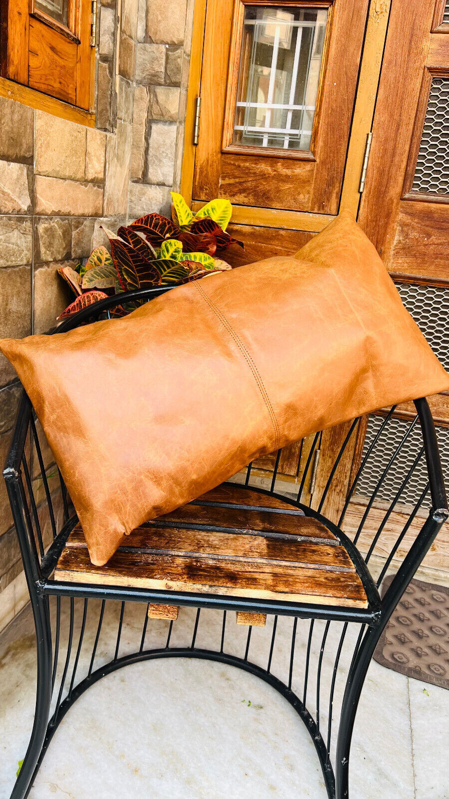 Real Big Leather Throw Pillow Covers, Set of 2 Brown Modern Couch Cushion covers 24Hr Smart